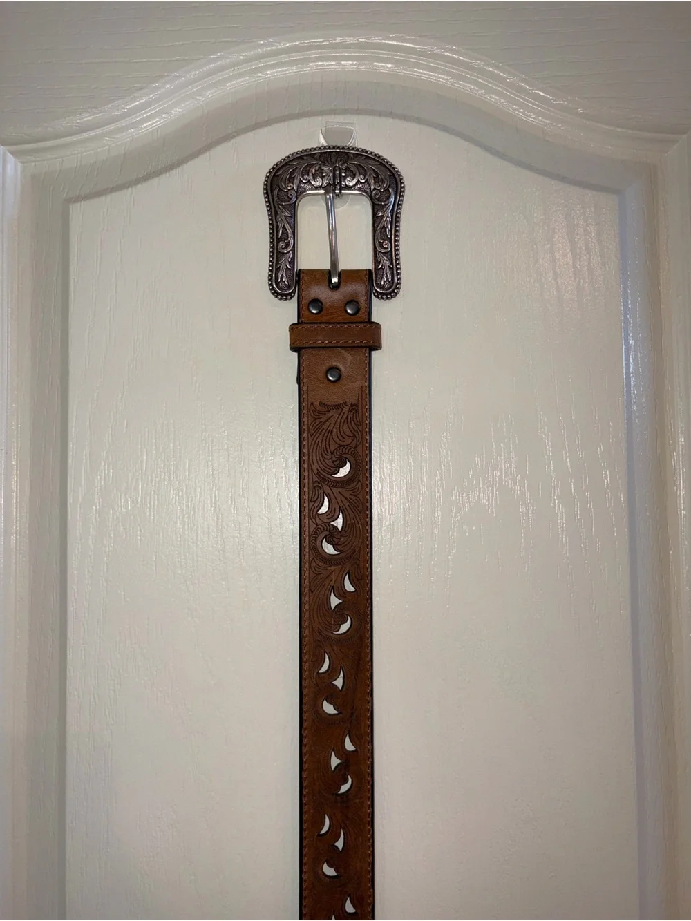 Ariat Paisley Design Cutout Leather Belt, Size L